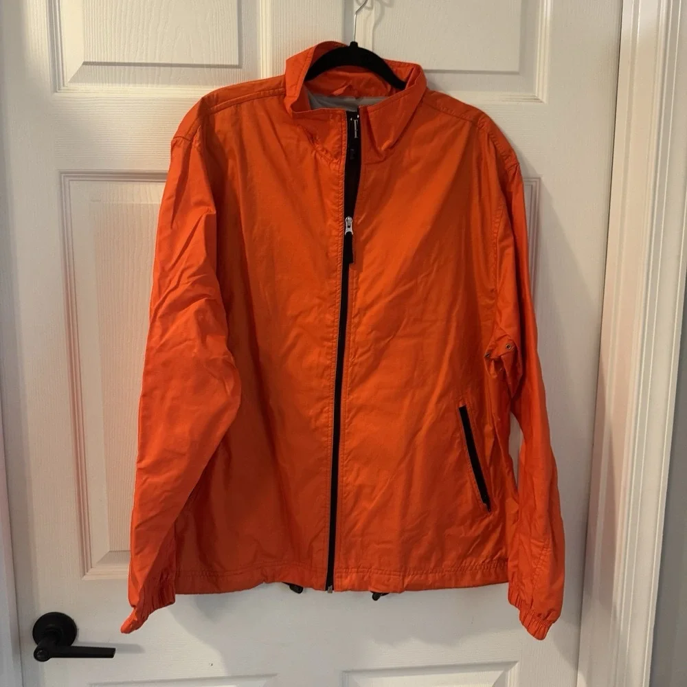 VTG 90s Y2K Gap Full Zip Windbreaker Jacket Bright Orange Sz L Mesh Lined